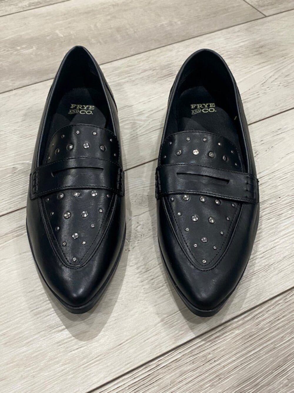 Frye and Co. Elara Loafers Studded Pointed Toe Black Size 8 - Picture 2 of 7